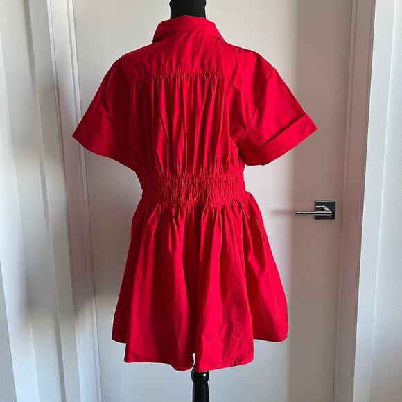 J Crew Elena Mini Dress In Cotton Poplin Size 12 Red Tiny Flaw - Picture 3 of 12